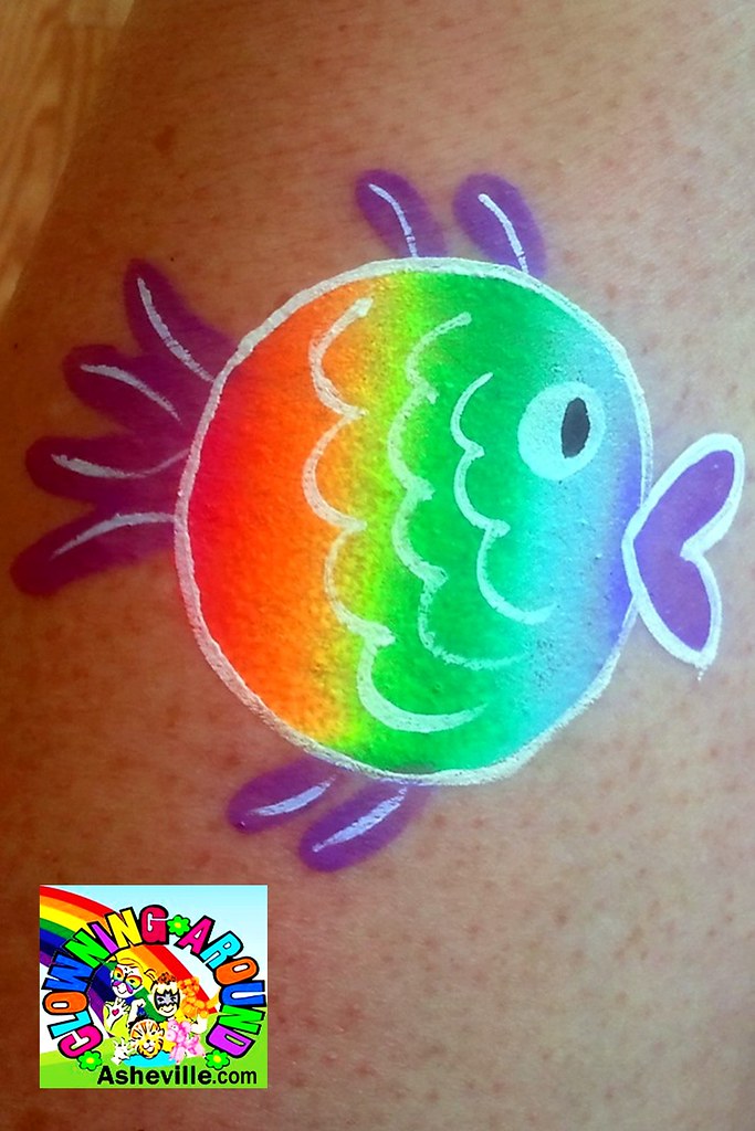 cheek art face painting-dauber fish rainbow, cheek art face…