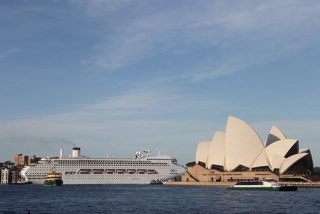A Cruise Ship passes Sydney Opera House