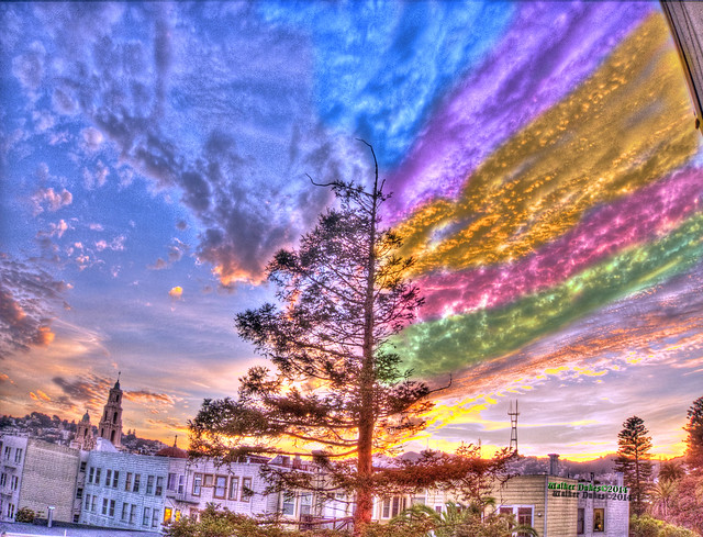 Sunset Rainbow Clouds HDR