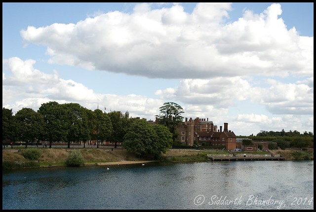 Hampton Court Palace by river Thames