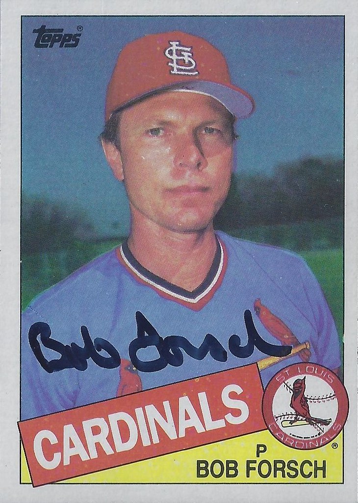 1985 Topps - Bob Forsch #631 (Pitcher) (b: 13 Jan 1950 - d. 3 Nov 2011 at age 61) - Autographed Baseball Card (St. Louis Cardinals)