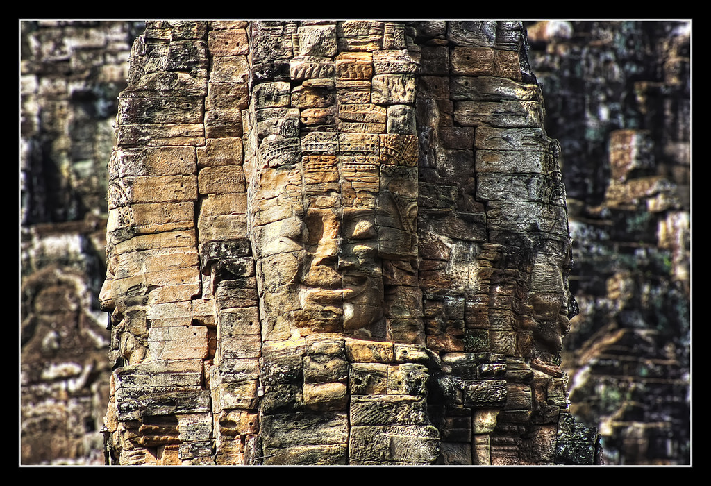Siem Reap K - Bayon stone face 03