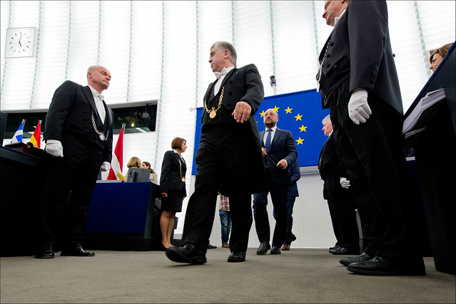 Ushering in the President into the last session of the 2009-2014 European Parliament