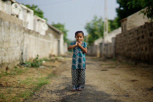 Crying Indian little girl, village near Bujh, Gujarat