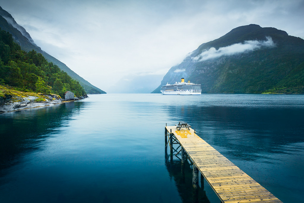 cruise, blue, sea, summer, costa, mountains, water, norway, fog, clouds, cy...
