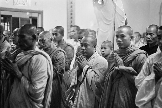 (8:00 AM June 11, 1963)  Monks and nuns recited funeral chants before the demonstration