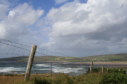 ireland sea clouds fence landscape wire view countymayo broadhaven