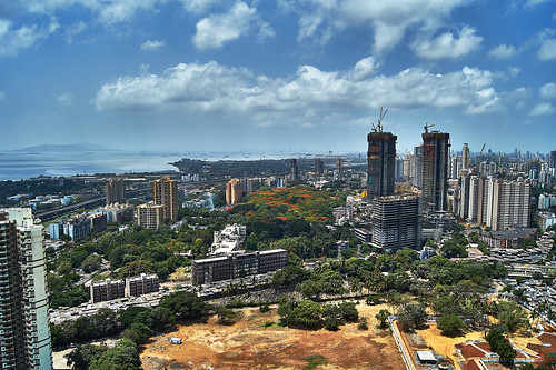 city sea urban building skyline clouds cityscape none harbour cityscapes views bombay highrise mumbai dadar skescraper