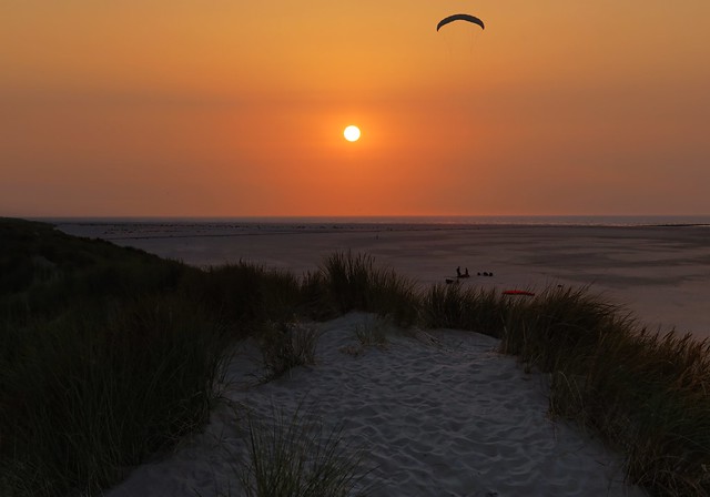 Kitebuggying at the end of the day on Texel island