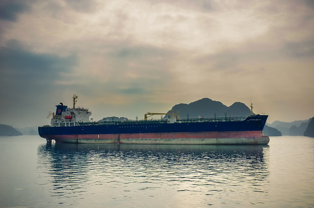 oil tanker in Halong Bay, Vietnam