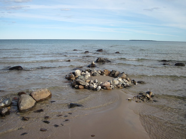 , Besser Natural Area - stone circle, Lake Huron beach