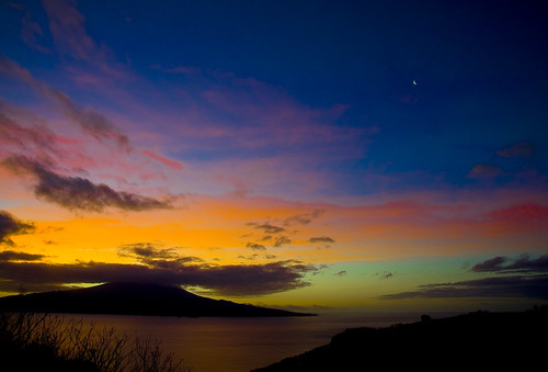 island volcano ilha vulcao faial azores portugal europe moon morning daylight landscape nikon d700 24120mm blinkagain atlanticocean sky cloud mountain bay sunrise colors