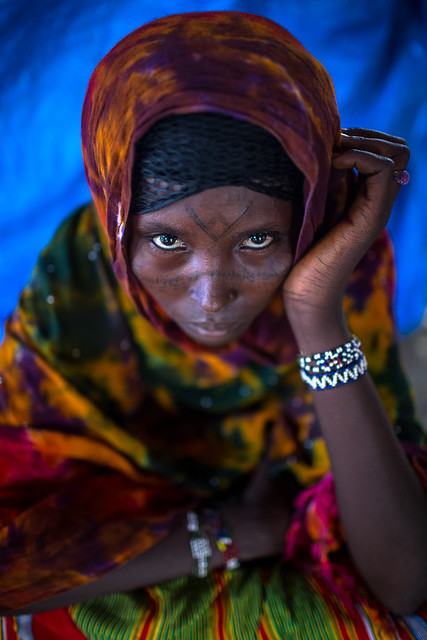 Afat Tribe Girl with her face scarified, Danakil depression