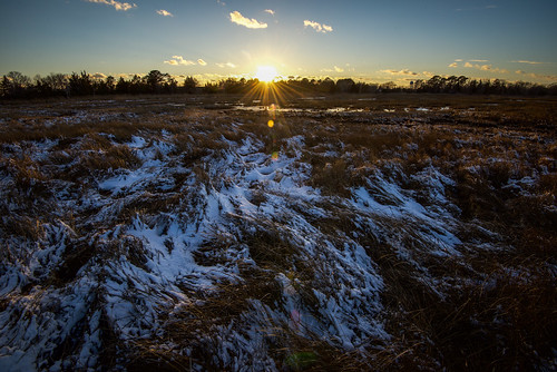 sunset waretown snow marsh sunrays rays raysoflight landscape