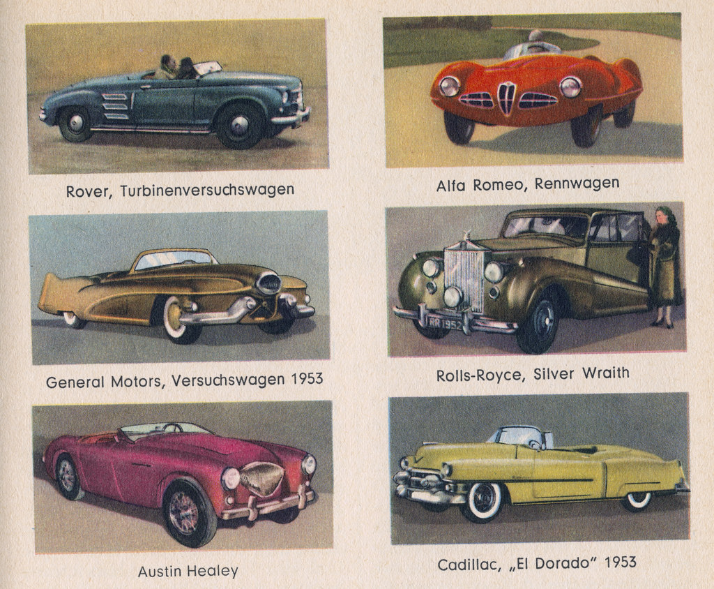 Modell-Zeichnungen: Alfa, Rover, Cadillac 1953