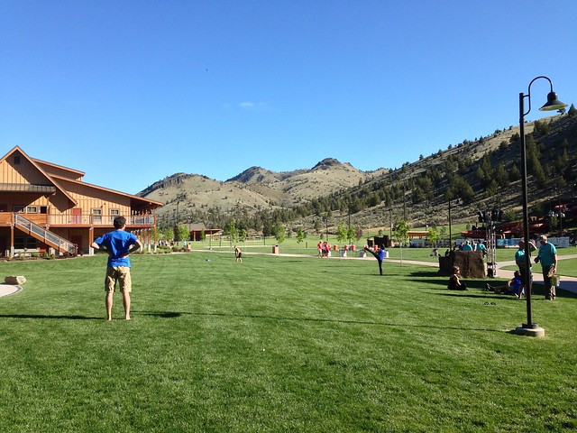 Team playing Frisbee at Creekside