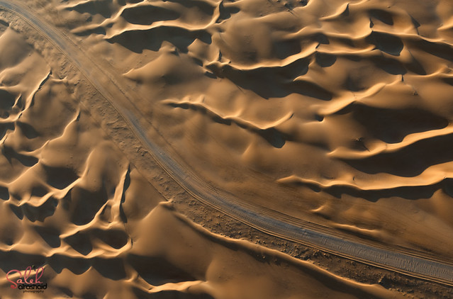Aerial Photography of UAE Sand Dunes over Margham