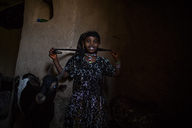 little girl of the argobba tribes in traditional home, koromi village, near harar