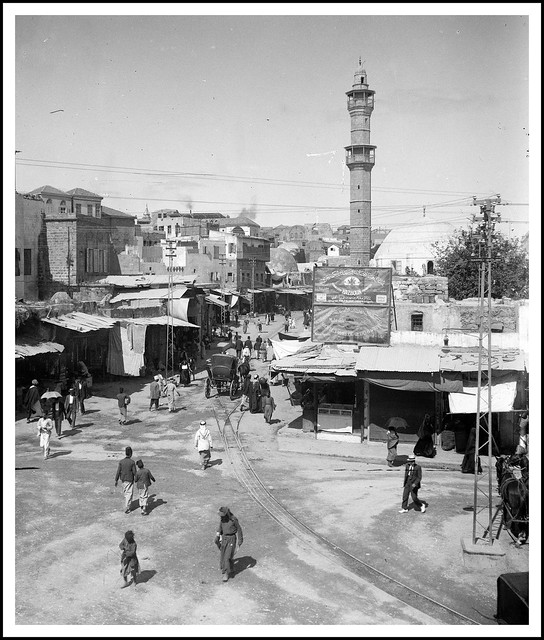 Jaffa Market Place ( note Light Railway Line ) , Palestine - circa 1900 to 1920