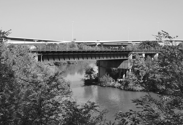 Railroad Bridge over Buffalo Bayou, Upstream from Jensen, Houston, Texas 1310261108BW