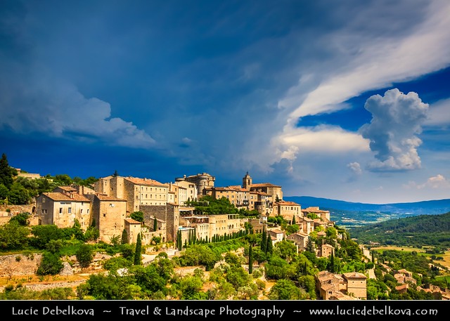 France - Provence - Vaucluse - Gordes during stormy evening