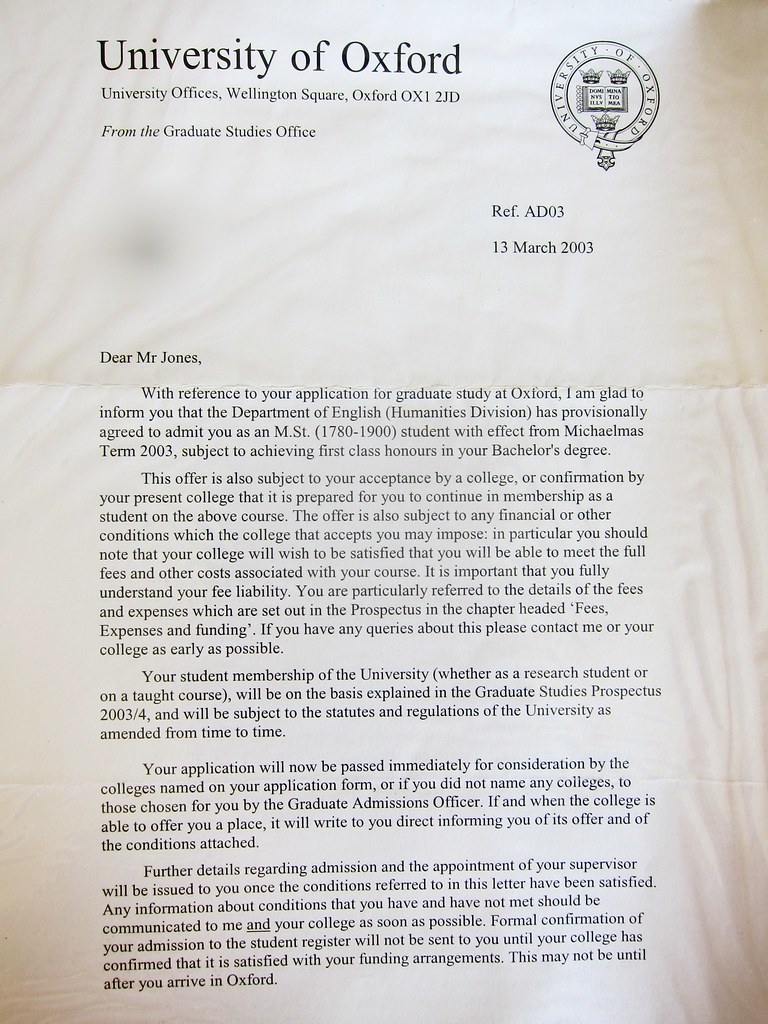 Relics of an alternative future, Oxford acceptance letter … | Flickr