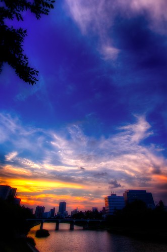 sunset sky water clouds river cityscape 雲 空 水 川 otogawa 日没 laspina otoriver 乙川 japandave