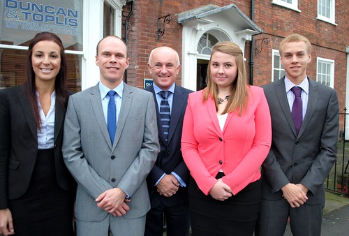 Increasing demand for services has seen the Newark office of accountancy firm Duncan & Toplis employ new staff. (L - R) are new starters Francesca Tricarico and Gareth Williams, with Ian Philips, Holly Dinsdale and Tom Jalland. | by ShootingStarPRLincs