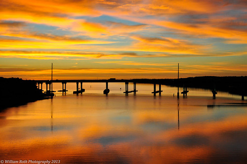 bridge reflection sunrise river landscape nikon florida d90