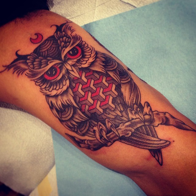 Watercolor Geometric Owl Tattoo  The Order Custom Tattoos  The Order  Custom Tattoos