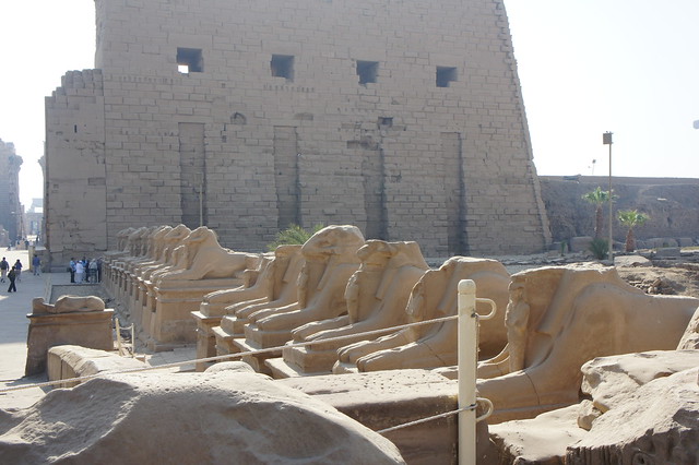 The avenue of Ram sphinxes in Egypt's Karnak temple