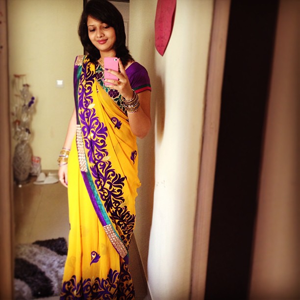 New haircut, new saree and the works. One selfie I actually quite liked.