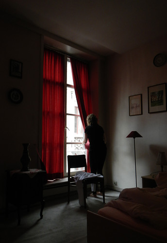 B&B Verdi in Bruges - El checking out the view from her room
