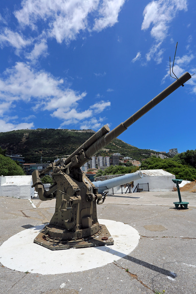 WW II 3.7 inch Anti-Aircraft Gun at Napier Battery, Rosia Bay, Gibraltar