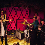 Thu, 03/04/2014 - 7:49pm - Nicole Atkins and her band for an audience of WFUV members at Rockwood Music Hall, 4/3/14. Hosted by Russ Borris. Photo by Laura Fedele
