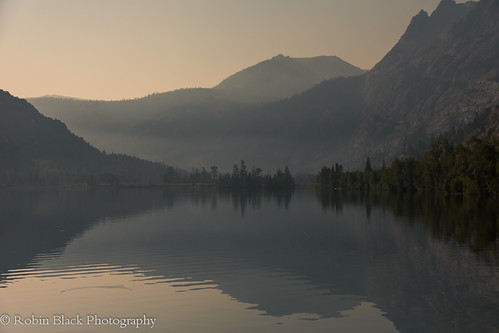Smoky Silver Lake Sunrise by Robin Black Photography, Smoke from the Rim Fire drift deep into the eastern sierra this weekend, making everything hazy and 