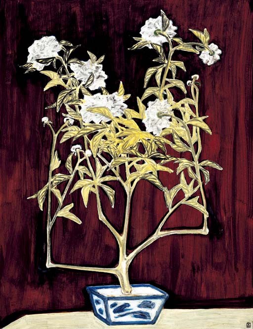 Sanyu (1901-1966) - 1950s Potted Chrysanthemum in a Blue and White Jardiniere (Christie's Hong Kong, 2006)