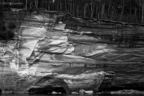 blackandwhite nature monochrome landscape rocks michigan monochromatic cliffs geology lakesuperior picturedrocksnationallakeshore geologocal zunikoff
