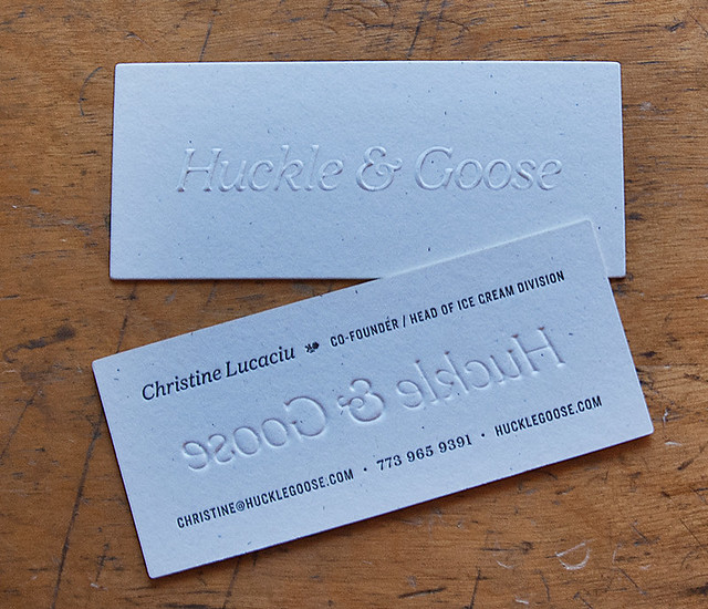 Letterpress business cards: Huckle & Goose