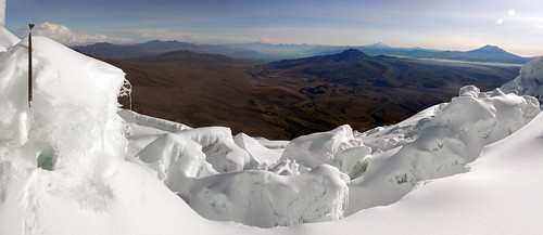 Cotopaxi Descent Panorama by Richard Leese, Descending the volcano, Ecuadorecuador cotopaxi andes volcan volcano southamerica travel mountain vo