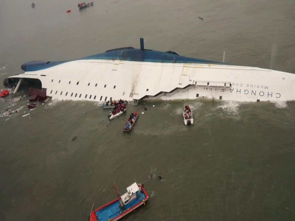 South Korea Ship Sinking In This Photo Released By South K