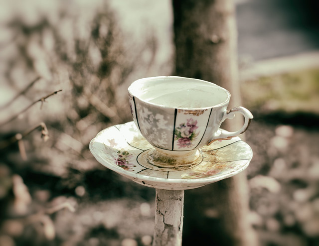 one of those outdoor teacup sets