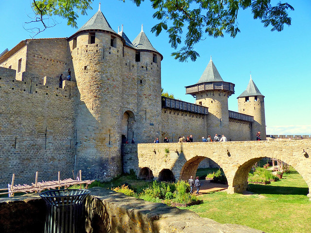 France, le pont du château Comtal à Carcassonne