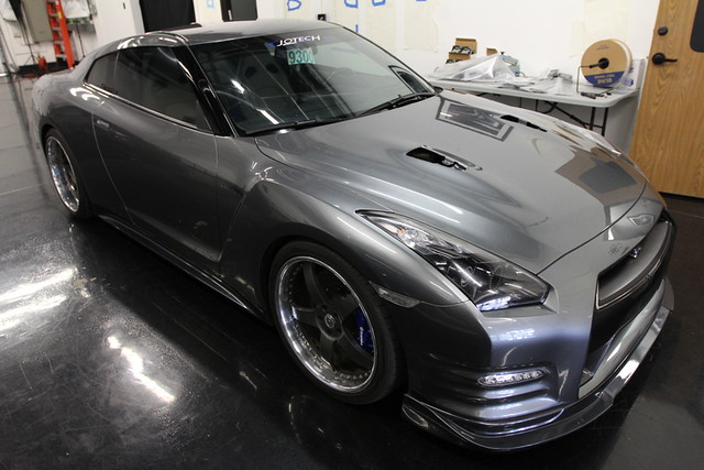 Berserk Nissan GTR Gunmetal Grey wrapped with 3M 1080 Matte Blue Metallic M...