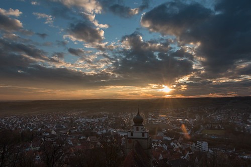 Silence, please by AxelN, horizon deutschland sunset church sonne himmel germany horizont town abendlicht sun badenwürttemberg