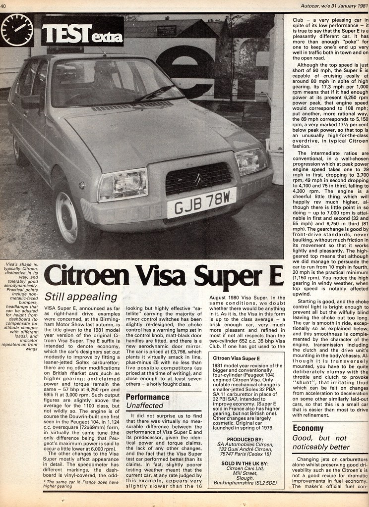 Citroen Visa Super E Road Test 1981 | Flickr