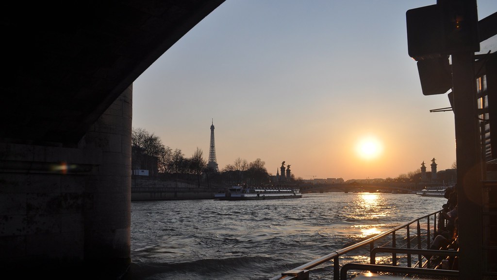Cruising towards Pont Alexandre III, River Seine, Paris