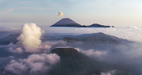 sunset panorama indonesia volcano java ash column viewpoint volcanic eruption bromo semeru outstandingromanianphotographers