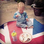 George demolishing his first picnic