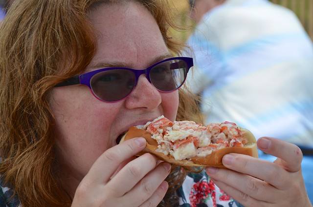 Enjoying An Excellent Lobster Roll At Erica's